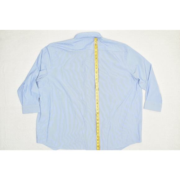 Haggar Men's Button Down Shirt Classic Fit Size 20 34/35 Blue Striped Long Sleev - Picture 6 of 8